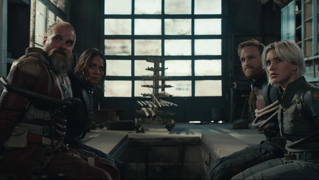 Wyatt Russell, David Harbour, Hannah John-Kamen e Florence Pugh em Thunderbolts* (2025)